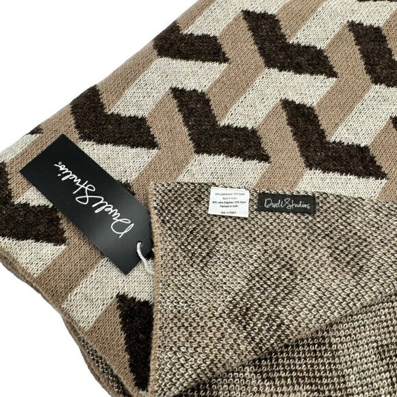NWT Dwell Studio Lambwool Throw Blanket Afghan Brown Geometric Pattern 70”x50” - Picture 4 of 10